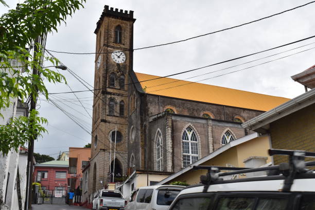 Cathedral of the Immaculate Conception, St. George's, Grenada St. George's, Grenada - August 23, 2022 - The Cathedral of the Immaculate Conception, a Roman Catholic Church on Church Street in St. George's, the Capital City of Grenada. The construction of the church was completed in 1884 and is a reflection of Grenada's colonial history with Europe. Due to damages caused by Hurricane Ivan in 2004, parts of the church had to be rebuilt. hurricane ivan stock pictures, royalty-free photos & images