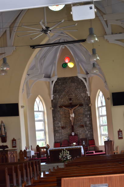 the interior design of the cathedral of the immaculate conception, st. george's, grenada - hurricane ivan 個照片及圖片檔
