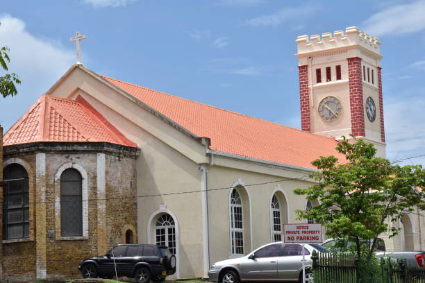 St. George's Anglican Church, St. George's, Grenada St. George's, Grenada - August 23, 2022 - The St. George's Anglican Church located in the Capital City of Grenada. Part of the church was destroyed by Hurricane Ivan in 2004 but was subsequently rebuilt. hurricane ivan stock pictures, royalty-free photos & images