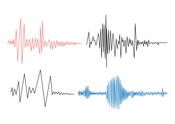 illustrazioni stock, clip art, cartoni animati e icone di tendenza di onde del sismogramma del terremoto o illustrazione vettoriale del diagramma del rilevatore di bugie. - sine wave