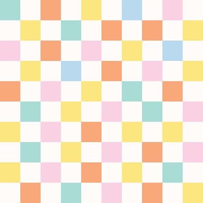 Cute childish Checkerboard Y2K seamless pattern vector background with colorful grid. Abstract sweet children repeat texture wallpaper, modern trendy textile design.