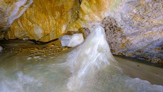 Dobsinska ice cave in Slovakia, Slovak paradise.