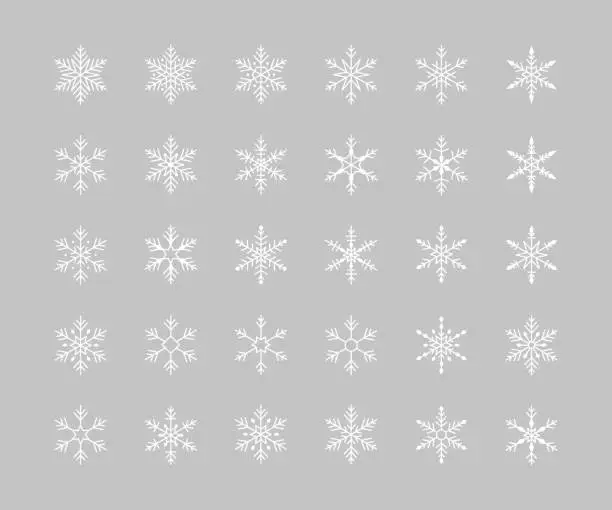 Vector illustration of Snowflake Line Icons. Editable Stroke.