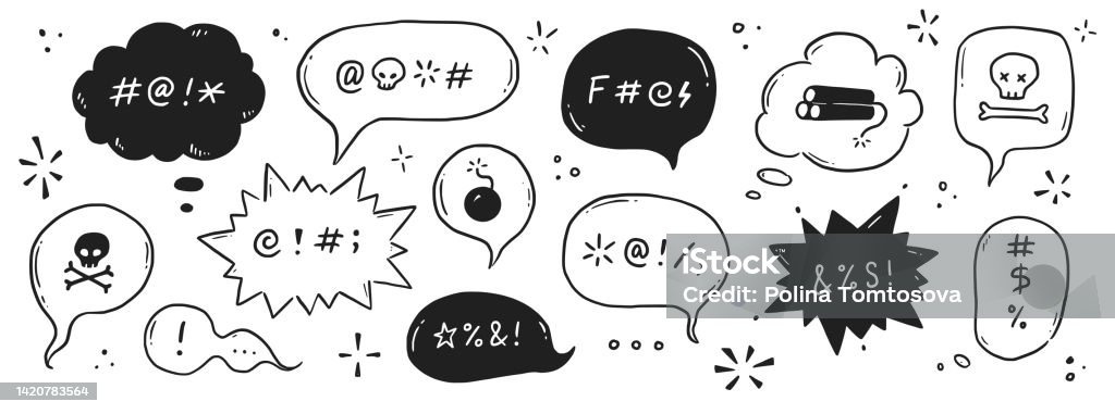 B Word Rude Swear Word Speech Bubble Set Curse Rude Swear Word For Angry Bad ...