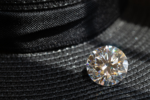 Big Carat Diamond Gemstone on Black Hat