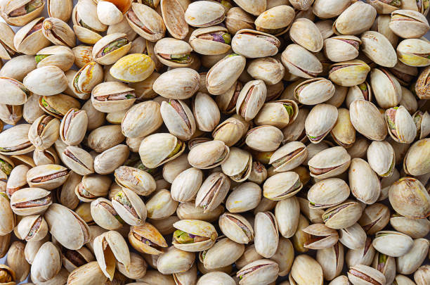 Roasted and salted pistachios.