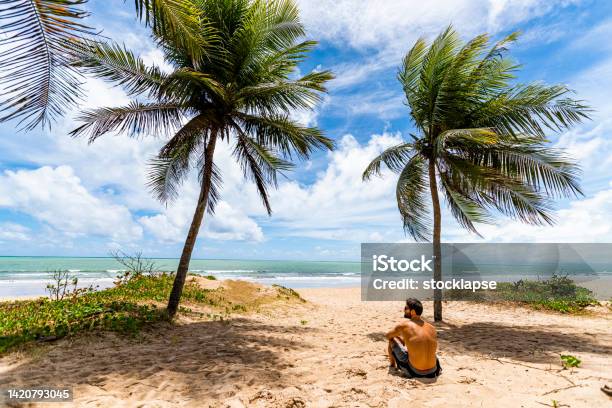 Man Alone In The Beach Of Boa Viagem Recife Stock Photo - Download Image Now - Beach, Latin American and Hispanic Culture, Latin American and Hispanic Ethnicity