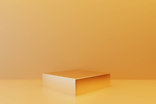 istock Golden podium on a yellow background 1420793441