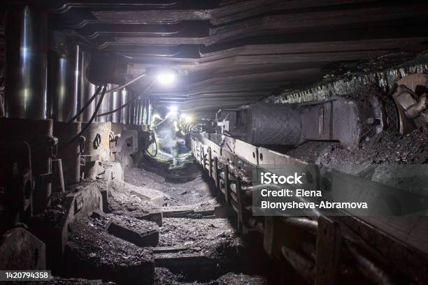 Closeup View Of Coal Shrearer Stock Photo - Download Image Now - Coal, Sheep Shearing, Black Color