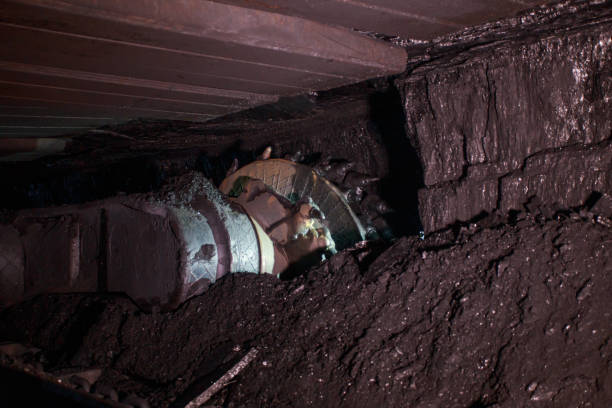 istock Closeup view of coal shrearer. 1420794377