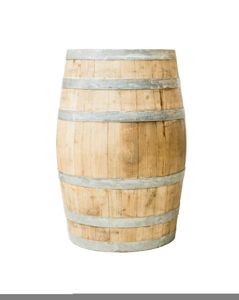 istock Wooden barrel isolated on white background 1420794557