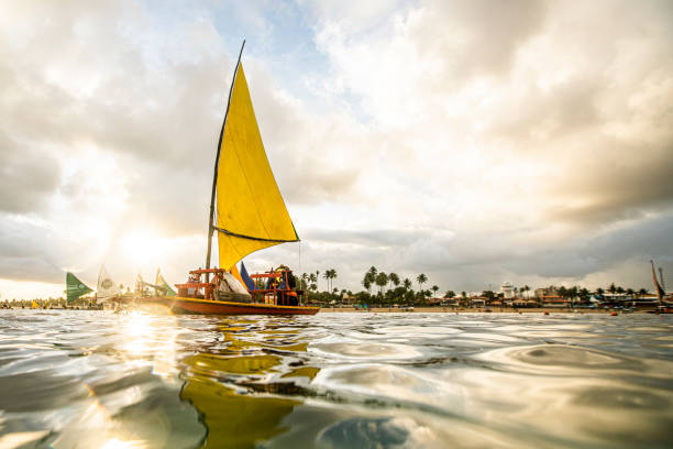 view of a Raft that takes the tourists to the tidal pools in Porto de Galinhas Beach