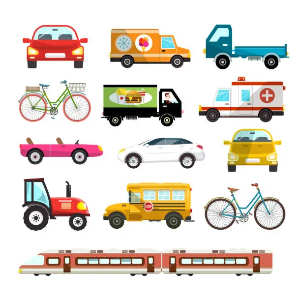 Vector illustration of Transportation icons set isolated on white background - vector