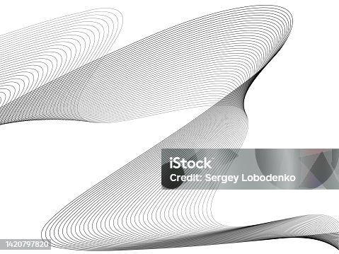 istock Abstract wave element for design. Digital frequency track equalizer. Stylized line art background. Vector illustration. Wave with lines created using blend tool. Curved wavy line, smooth stripe. 1420797820