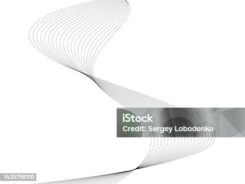 istock Abstract wave element for design. Digital frequency track equalizer. Stylized line art background. Vector illustration. Wave with lines created using blend tool. Curved wavy line, smooth stripe. 1420798100