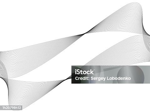 istock Abstract wave element for design. Digital frequency track equalizer. Stylized line art background. Vector illustration. Wave with lines created using blend tool. Curved wavy line, smooth stripe. 1420798412