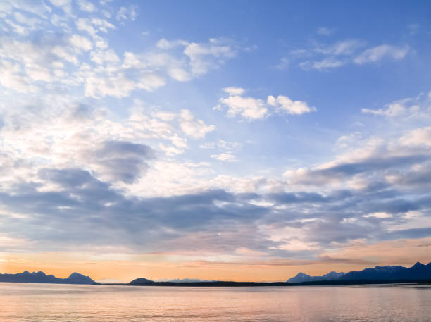 istock Sunset and silhouette distant hills and land in Alaska 1420800106