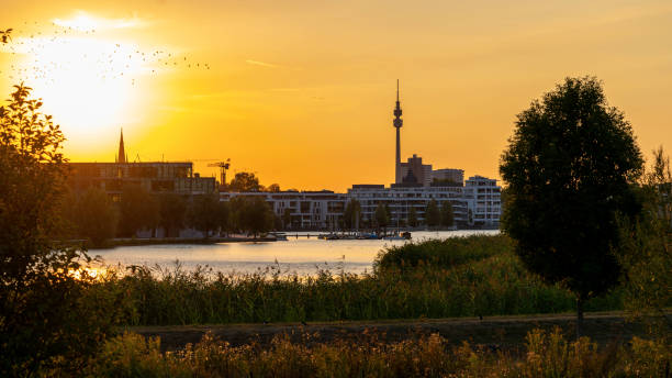 istock Phoenix lake in Dortmund at sunset. 1420802274