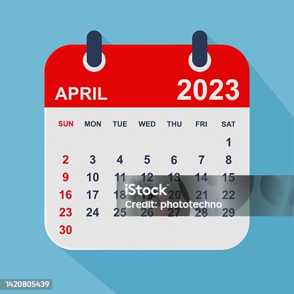 istock April 2023 Calendar Leaf. Week starts on Sunday. Business vector illustration 1420805439