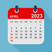 istock April 2023 Calendar Leaf. Week starts on Sunday. Business vector illustration 1420805439