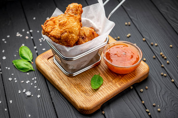 istock Fried chicken wings in batter with hot sauce 1420809983