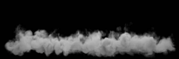 istock isolated rising smoke in front of black background. Horizontal panoramic format 1420820645