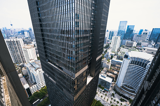 Modern urban architecture in Chengdu on sunny days