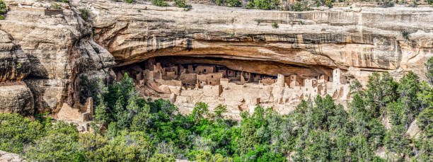 Cliff Palace panorama A panoramic image of Cliff Palace, a cliff dwelling at Mesa Verde national Park. robertmichaud stock pictures, royalty-free photos & images