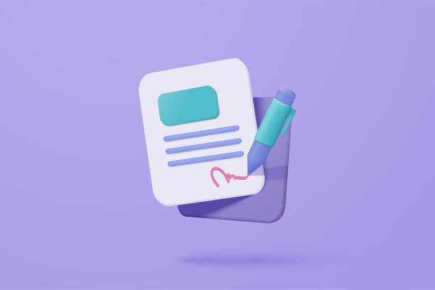 bildbanksillustrationer, clip art samt tecknat material och ikoner med 3d white clipboard task management todo check list with pen, efficient work on project plan, fast progress, level up concept, assignment and exam checklist icon. 3d vector render on purple background - formulär dokument