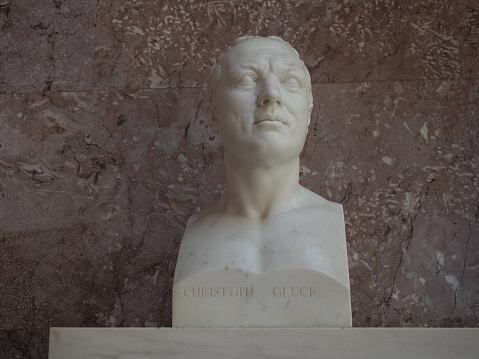 Donaustauf, Germany - Circa June 2022: Bust of composer Christoph Willibald Gluck at Walhalla temple by sculptor Dannecker circa 1812