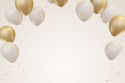 istock Gold and pink balloons. Pastel pink background. 1420852174