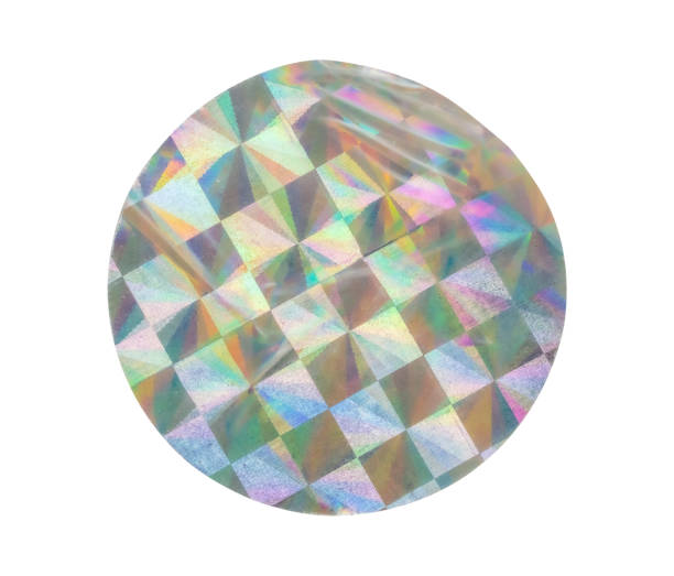 istock Blank round adhesive holographic foil sticker label isolated on white background 1420852961