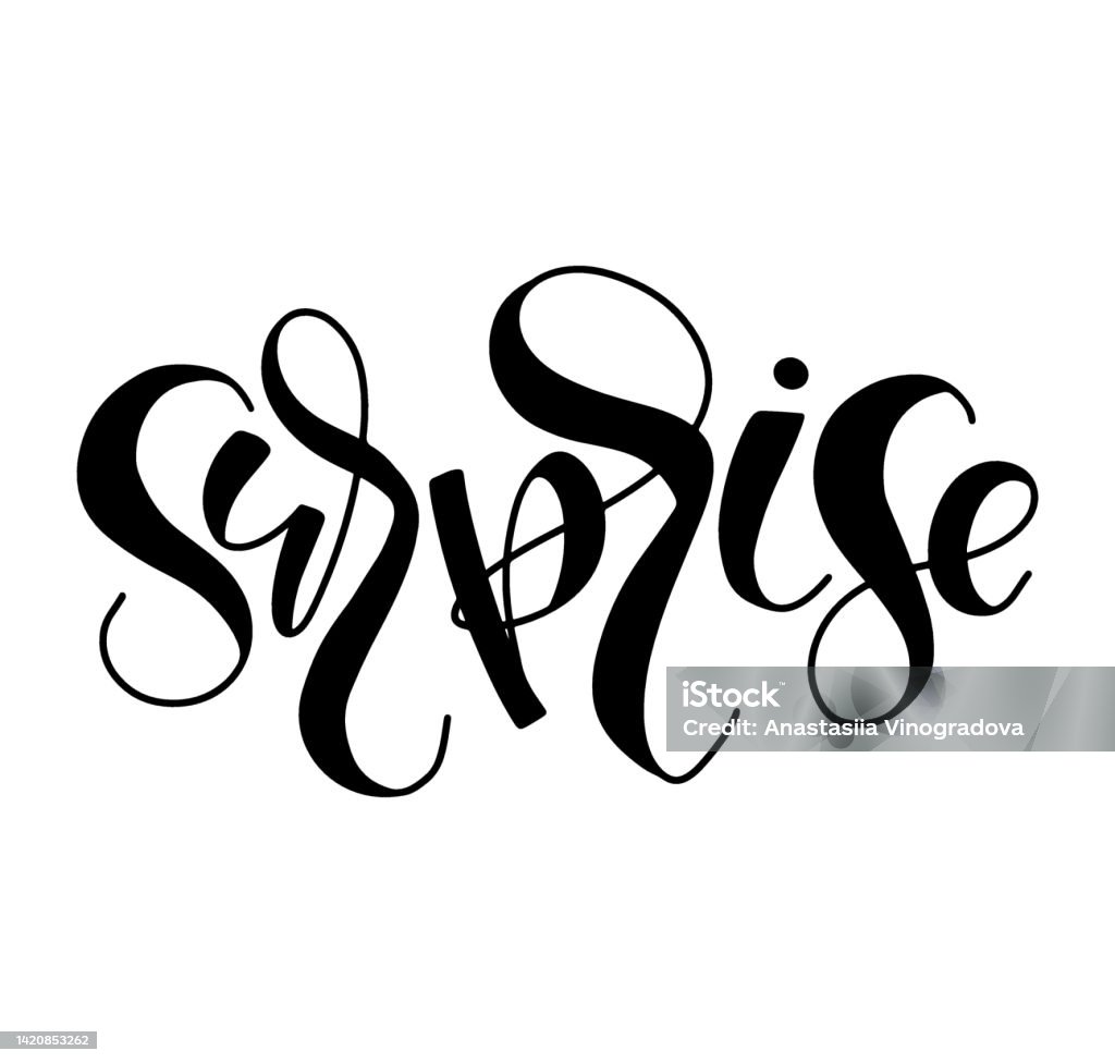 Surprising Lettering Surprise Black Lettering Isolated On White Background Stock ...