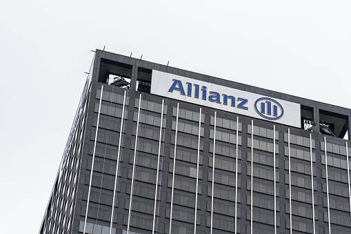 New York City, USA - August 19, 2022: Allianz Global Investors US corporate office on Broadway in New York City, USA. Allianz Global Investors is a global investment management firm.