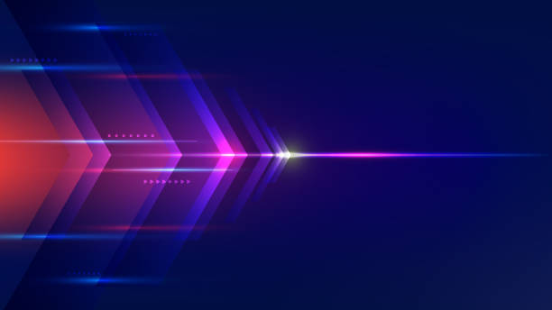 Abstract modern technology futuristic concept high speed movement blue arrows geometric stripe lines with lighting effect on dark background Abstract modern technology futuristic concept high speed movement blue arrows geometric stripe lines with lighting effect on dark background. Vector illustration vitality abstract stock illustrations