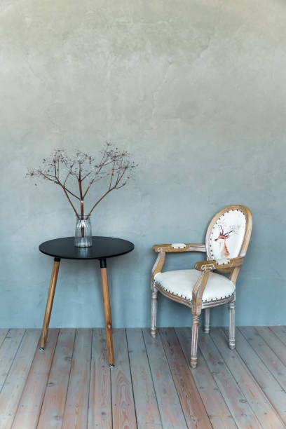 istock Interior with table and chair on a gray background. High quality photo 1420882951