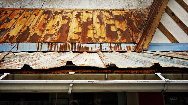 The roof of the house is made of wood, ancient style, Thai style. Copy space.