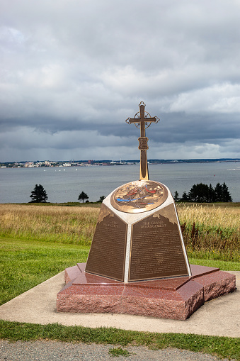 Rocky Point, Canada - August 24, 2022. This landmark on top of a hill overlooking Charlottetown commemorates the conflic that took place between colonies in the late 18th century.