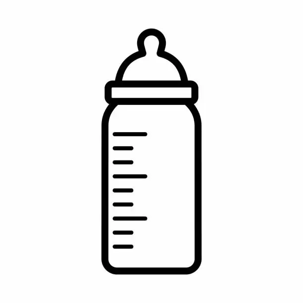 Vector illustration of Simple Baby Milk Bottle For Drink Milk Vector Icon