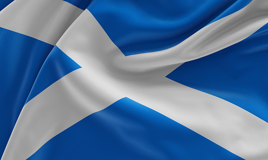 Scotland flag, from fabric satin, 3d illustration