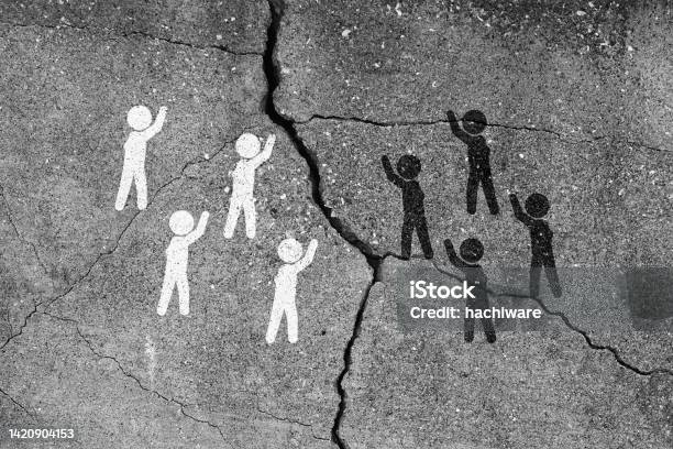 The Pictogram Of Racial Conflict Stock Photo - Download Image Now - Racism, Assertiveness, Rebellion