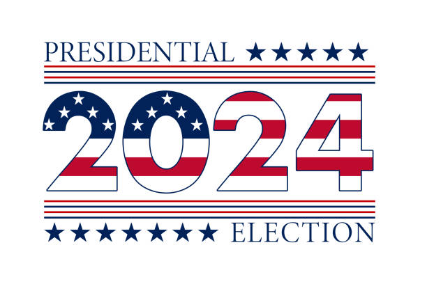 presidential 2024 election american flag overlay slide card illustration graphic message vector art illustration