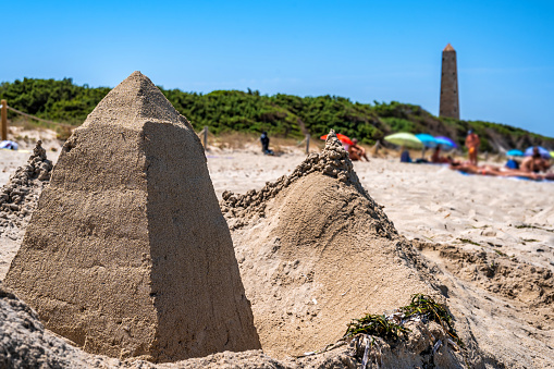 observation tower at playa de muro was reconstructed from sand