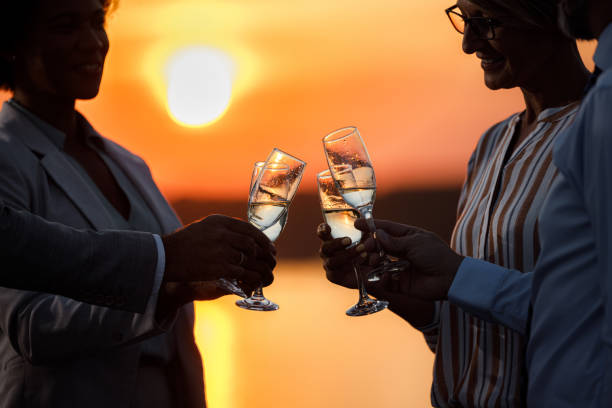 istock Celebratory toast with champagne at sunset! 1420910045