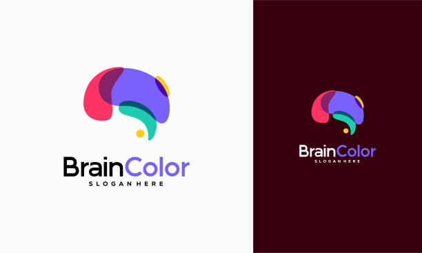 kolorowy wektor logo burzy mózgów, szablon projektów logo mózgu, koncepcja projektowania pomysłów, - brain nerve cell healthcare and medicine technology stock illustrations