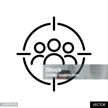 istock Target people or person, Audience targeting concept vector icon in line style design isolated on white background. Editable stroke. 1420911478