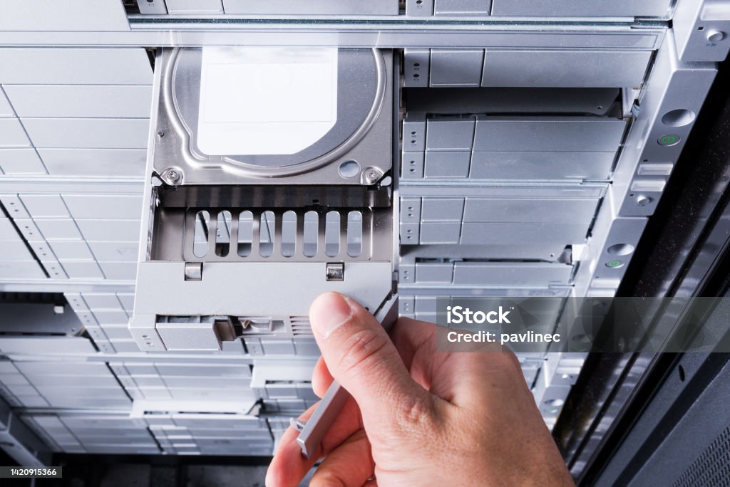Sas Drive Interface It Engineer Installing Hard Drive With Sas Interface Stock Photo ...