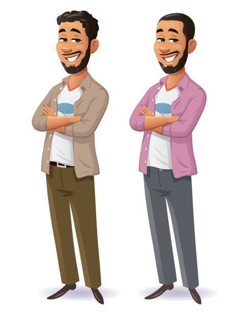 Young Man In Casual Clothes With Arms Crossed Vector illustration of a smiling young man in casual clothes with his arms crossed looking at the camera, isolated on white. man cross arms stock illustrations