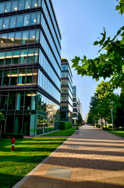 istock Office Buildings Next to Park 1420922093