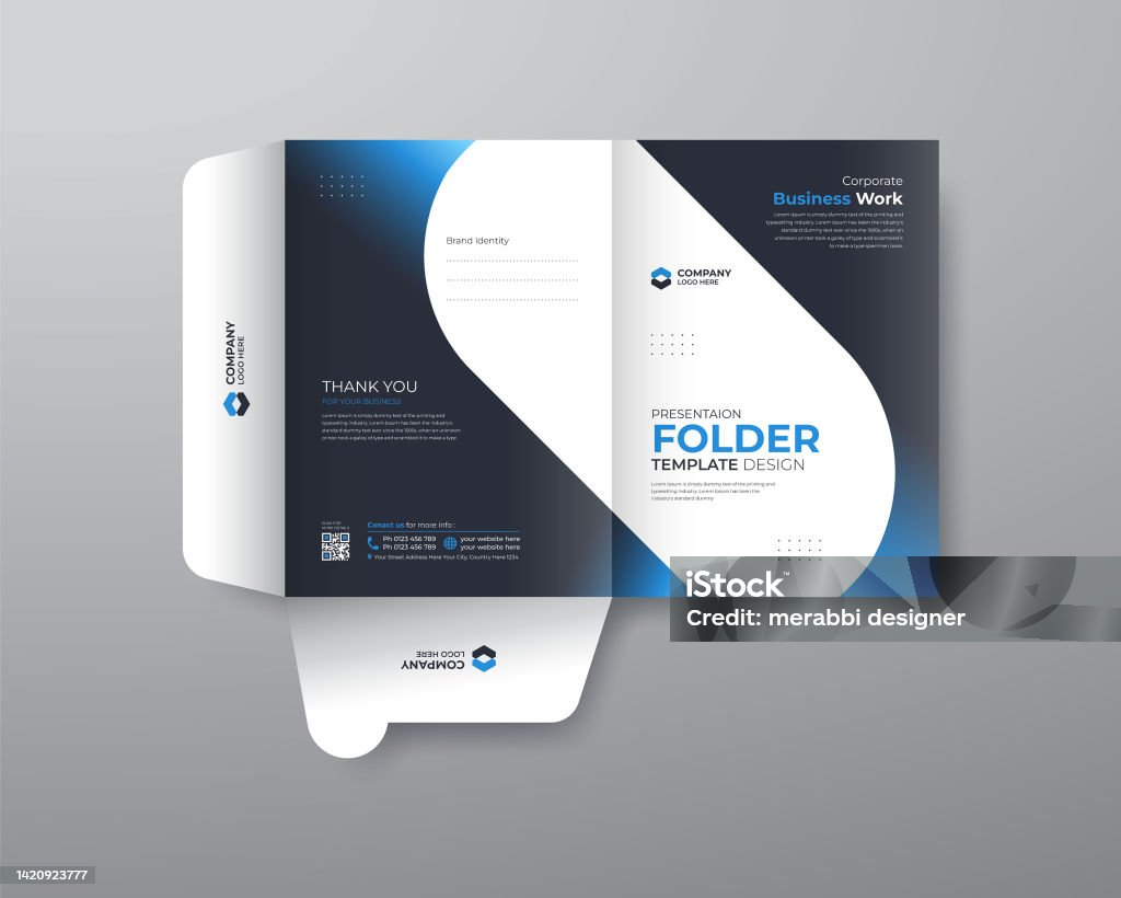 Folder Layout Text Business Folder For Files Presentation Folder Blue Color Design The ...